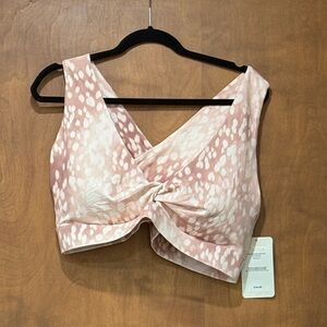 Fabletics Pink and White Patterned Bra